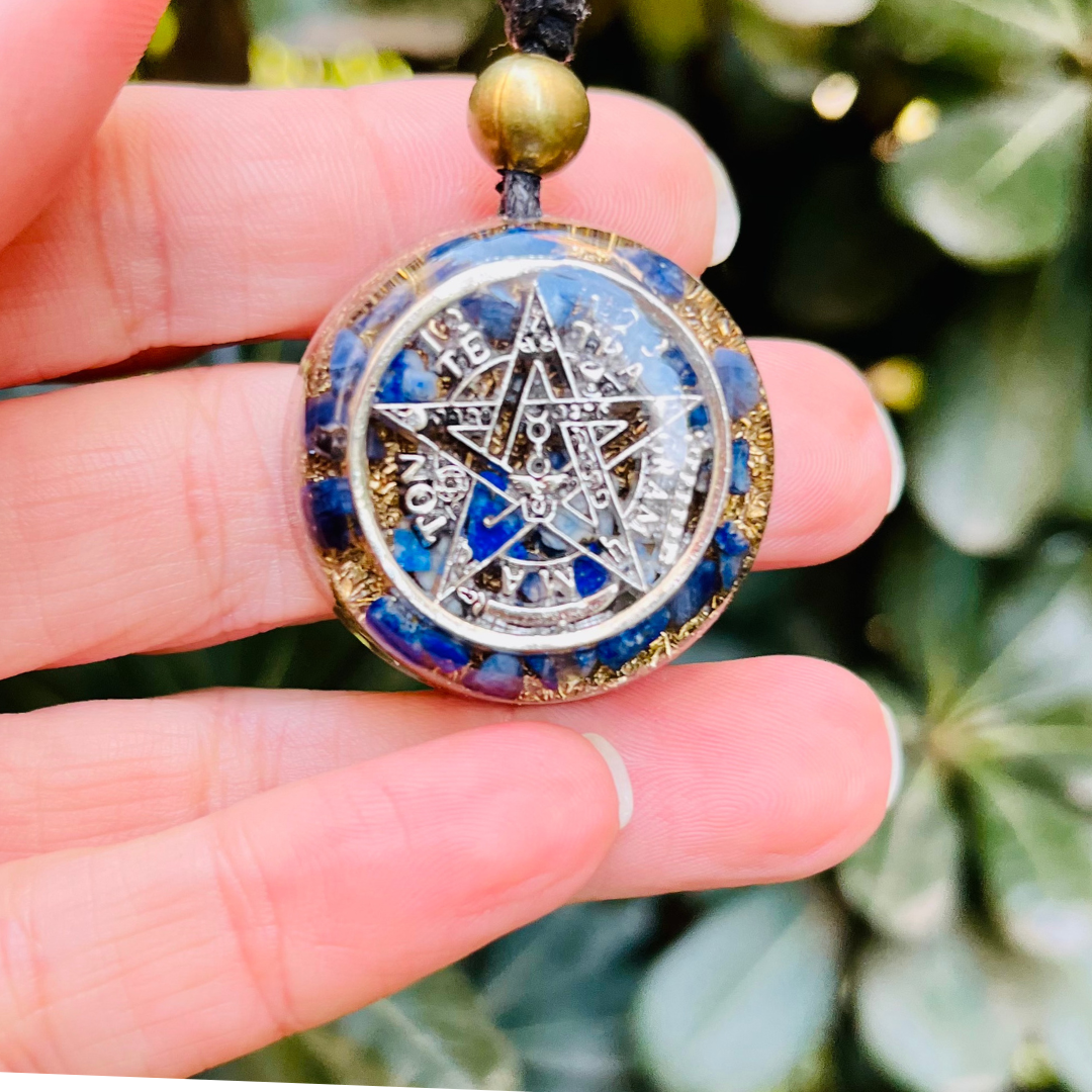 Collar Tetragramatón Orgon con Lapislázuli