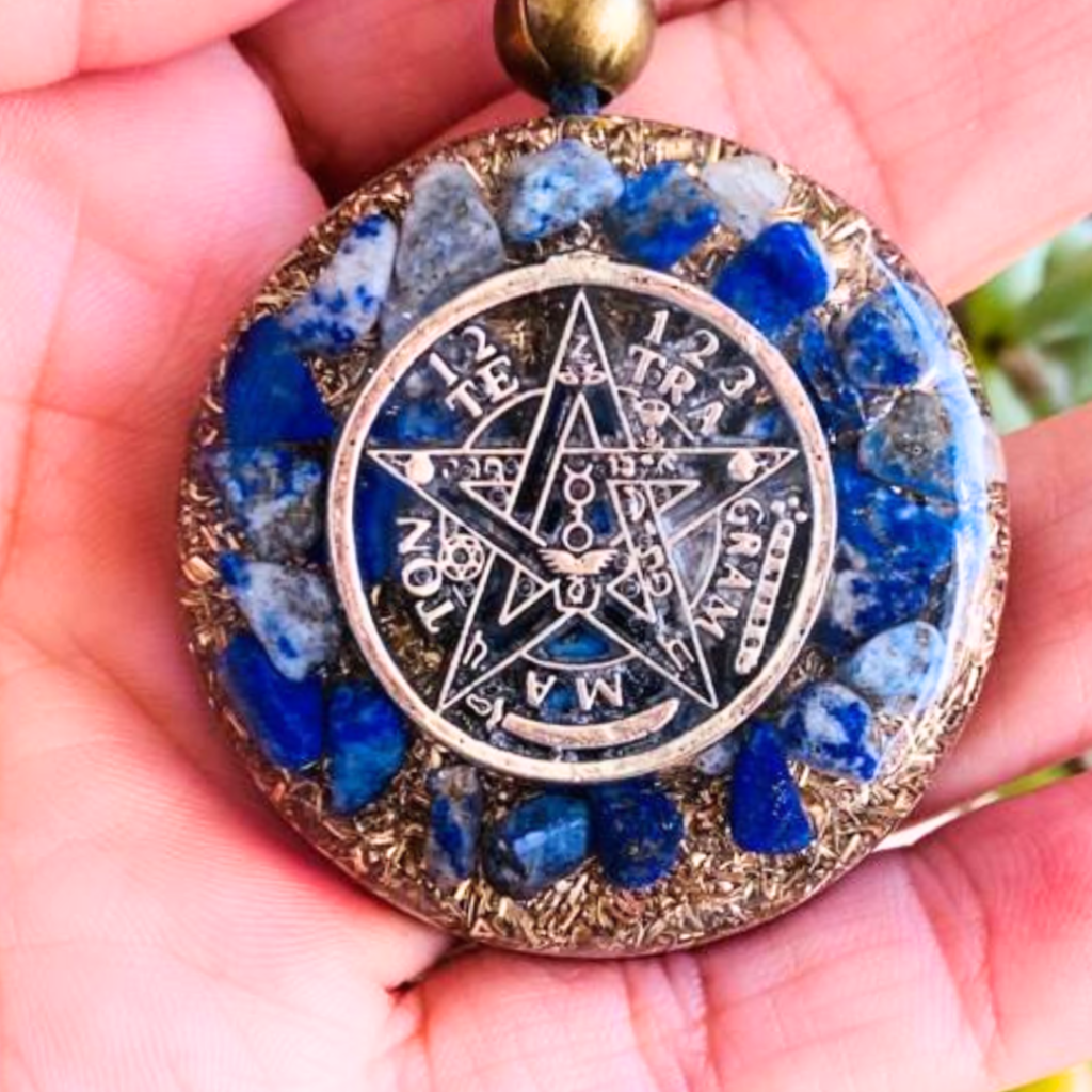 tetragrammaton orgon lapislazuli, amuleto de proteccion energetica