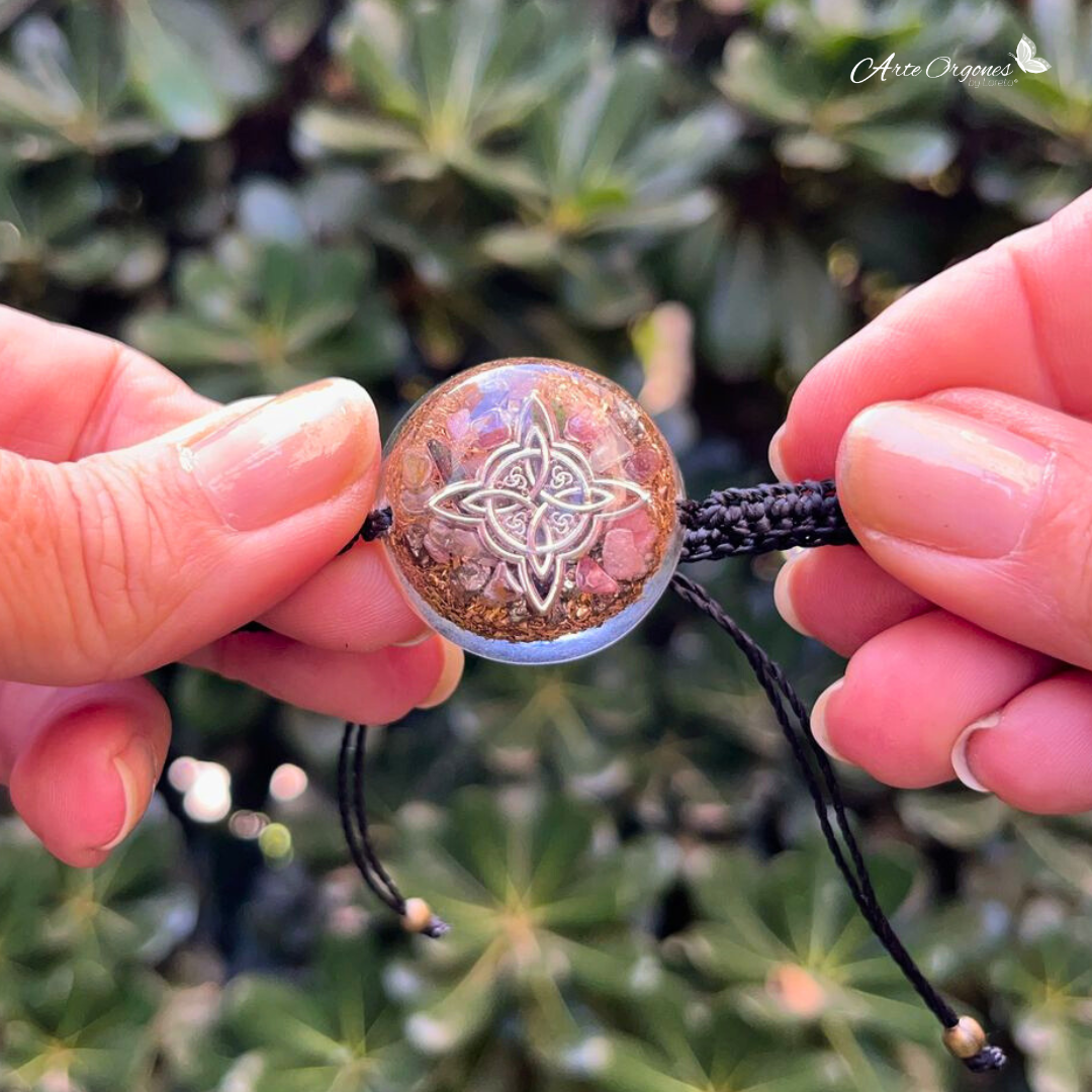 Pulsera Orgon Nudo de Bruja con Turmalinas de Colores