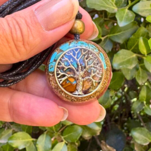 Collar Orgon Árbol de la Vida con Turquesa, Cuarzo Rosado y Ojo de Tigre