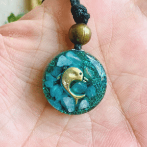 collar orgon delfín con aguamarina pequeño