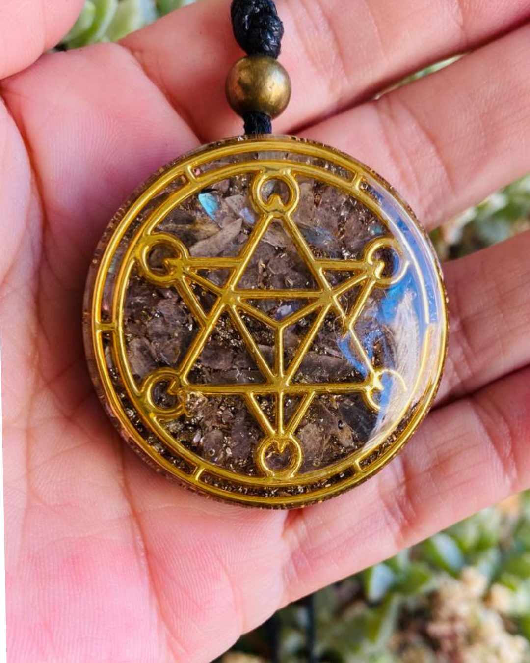 Collar Orgon Labradorita con Símbolo Merkaba