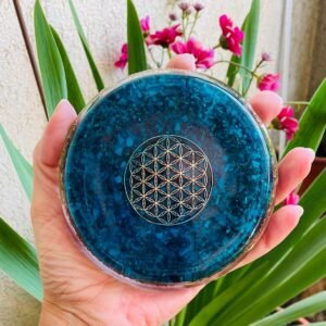 Plato Orgon Flor de la Vida Turquesa