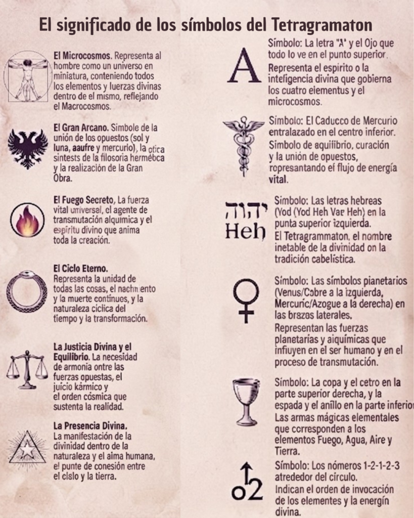El Tetragrámaton de Éliphas Lévi es una obra maestra de síntesis esotérica. En su interior se encuentran condensados docenas de símbolos de diferentes tradiciones, cada uno con su significado específico